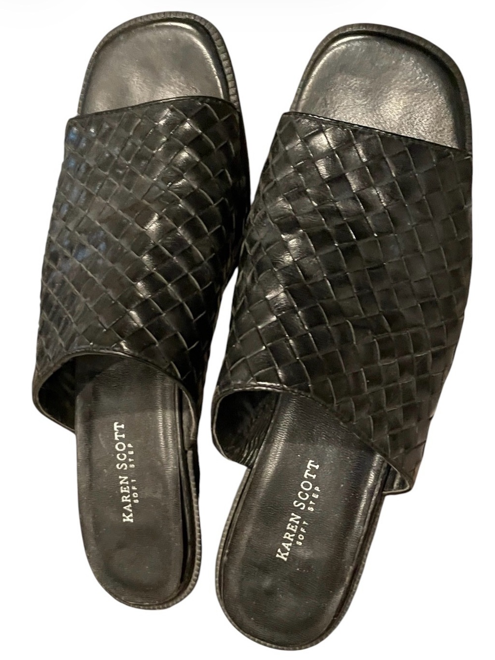 Karen Scott Black Woven Slide Mules
